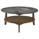  Coaster Furniture Bradley 706458-S3 3-Piece Round SmartTop Coffee Table Set Smokey and Brown - Smokey Grey/Brown IMAGE 6