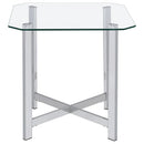  Coaster Furniture Cronin 706567 Square Tempered Glass Top End Table - Chrome IMAGE 3