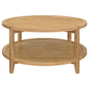  Coaster Furniture Camillo 709698-S3 3-piece Round Coffee and End Table Set - Maple IMAGE 4