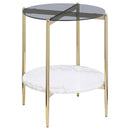  Coaster Furniture Jonelle 710338-S2 2-piece Round Coffee and End Table Set - Gold IMAGE 3