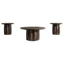  Coaster Furniture Cayenne 710778-S3 3-piece Solid Mango Wood Coffee Table Set - Walnut IMAGE 1