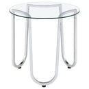  Coaster Furniture Beller 710908-S3 3-piece Round Tempered Glass Top Coffee Table Set - Chrome IMAGE 6