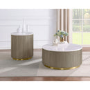  Coaster Furniture Jason 711417 Round White Marble Top End Table - Greige IMAGE 4