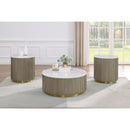  Coaster Furniture Jason 711418 Round White Marble Top Coffee Table - Greige IMAGE 8
