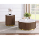  Coaster Furniture Jason 712417 Round White Marble Top End Table - Honey Brown IMAGE 7