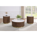  Coaster Furniture Jason 712417 Round White Marble Top End Table - Honey Brown IMAGE 8
