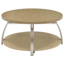  Coaster Furniture Dacre 720318 Round Engineered Wood Top Coffee Table - Greige IMAGE 3