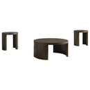  Coaster Furniture Sweeney 722838-S3 3-piece Coffee and End Occasional Table Set - Dark Walnut IMAGE 1